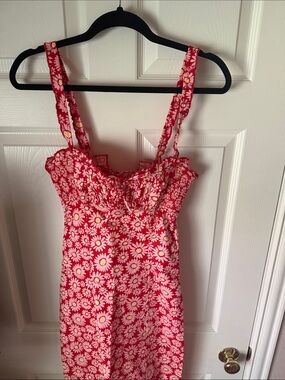 Free People Red Daisy Print Midi Dress